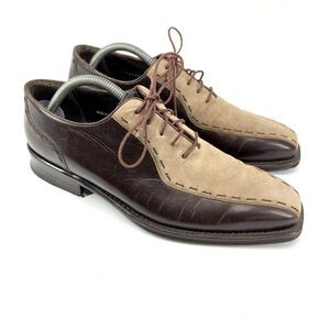 Mezlan Termoli Mens Size 10 W Brown Suede Leather Suede Bike Toe Oxford Shoes